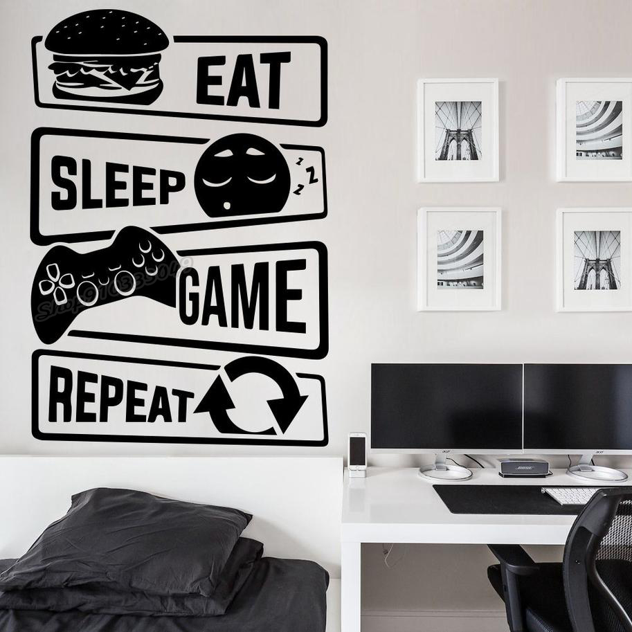 Eat Sleep Game Repeat Gamer Wa - Gaming Console Wallpaper review and price