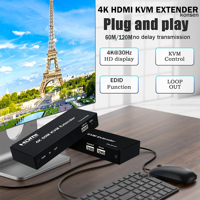 4K 120M HDMI KVM Extender 60M  - Lan Cable Gaming review and price